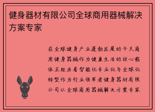 健身器材有限公司全球商用器械解决方案专家