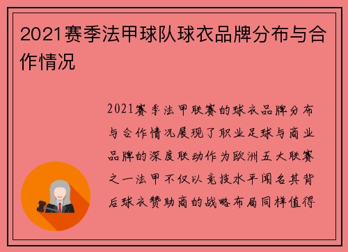 2021赛季法甲球队球衣品牌分布与合作情况